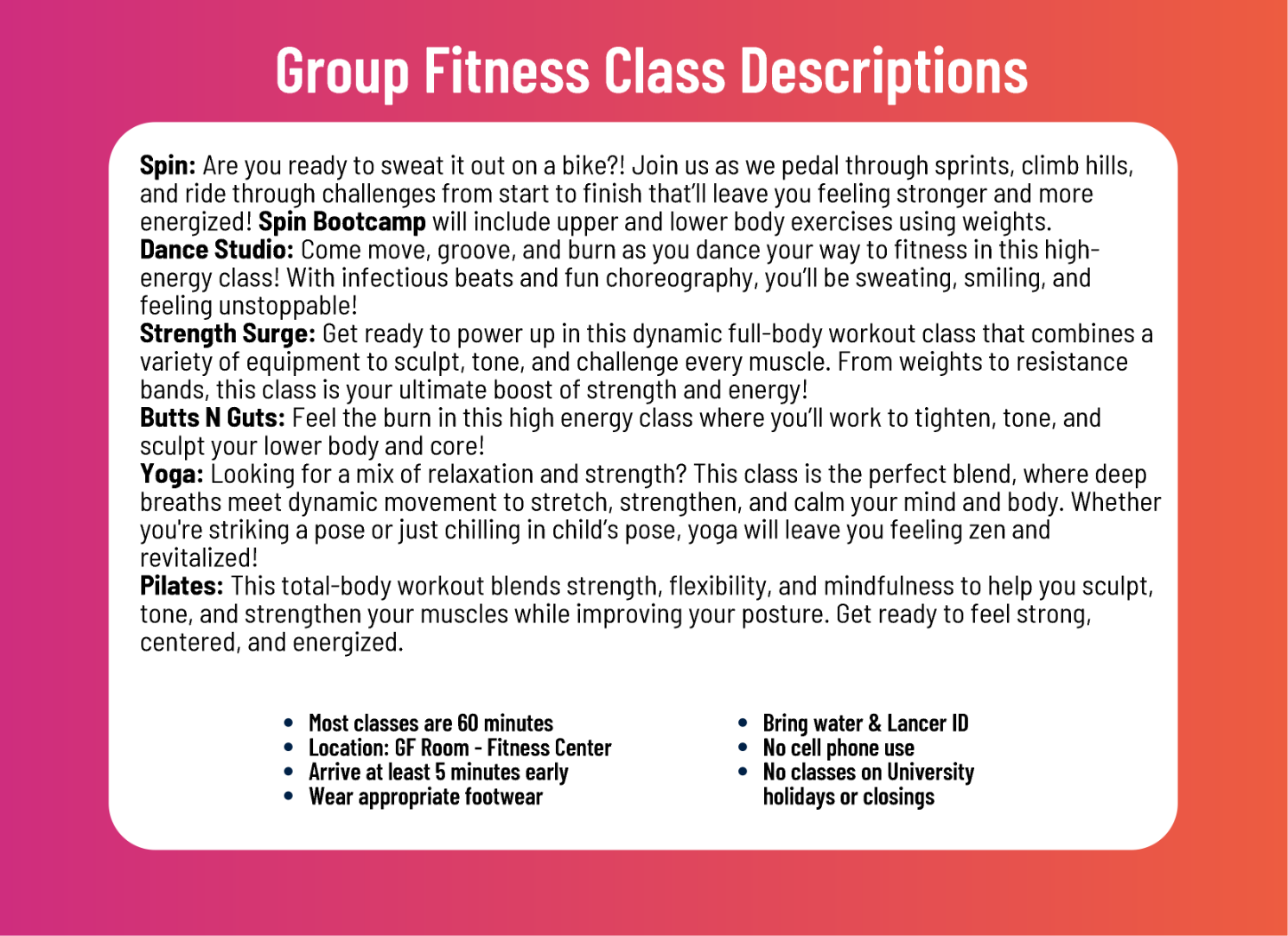 Group Fitness 2 Spring 25