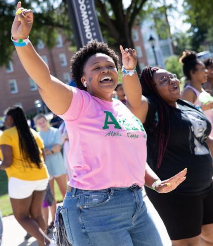 Longwood students at an event on campus