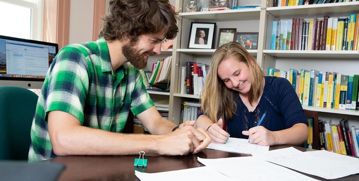 Jordan Berkompas '20 (right) with Dr. Tom Wears, associate professor of mathematics