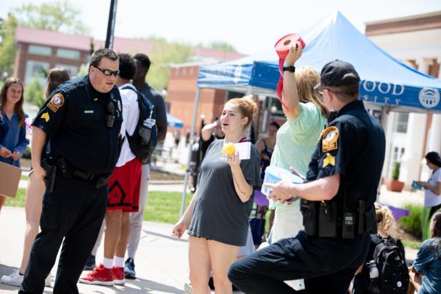 Officers at the LUPD annual egg hunt